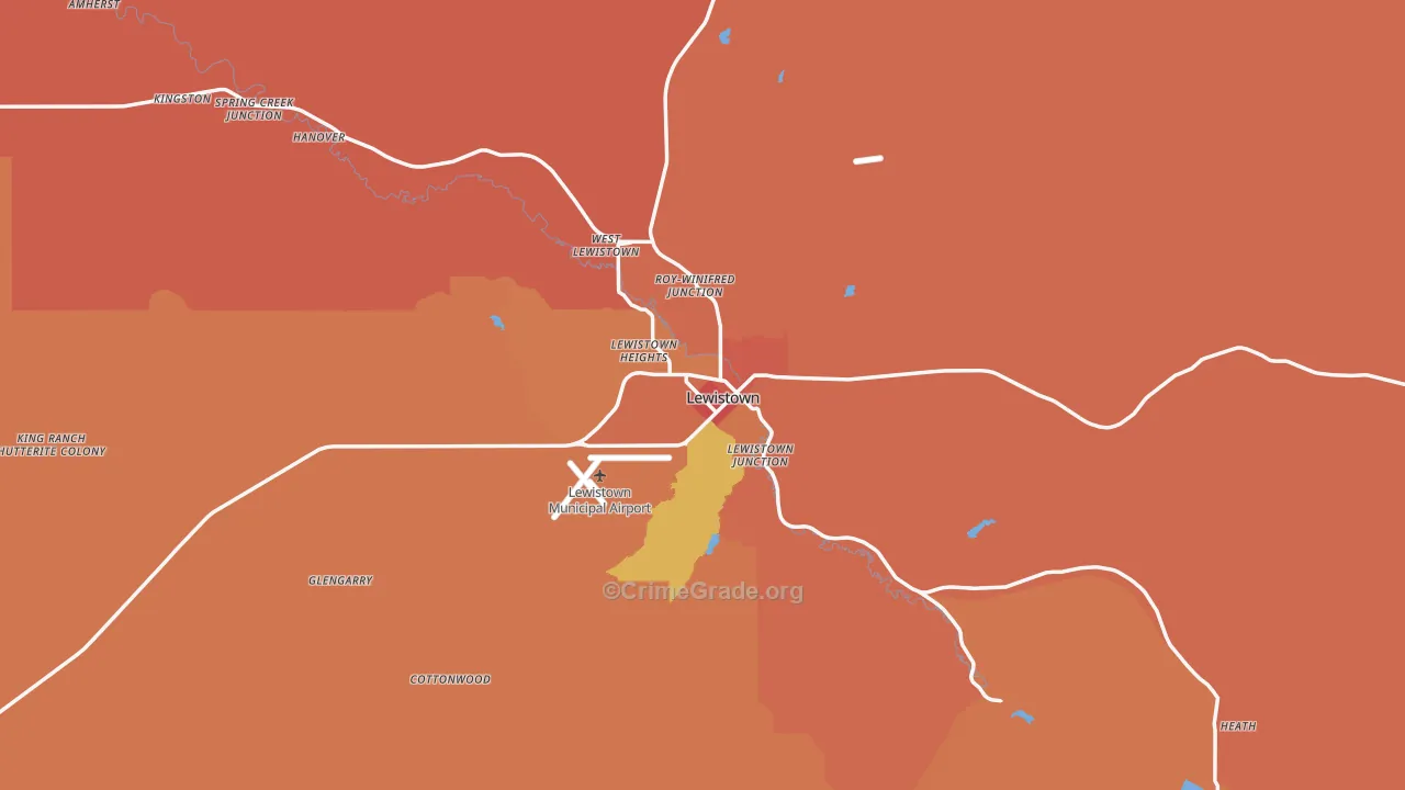 Lewistown, MT Map of Drug-Related Crime Rates