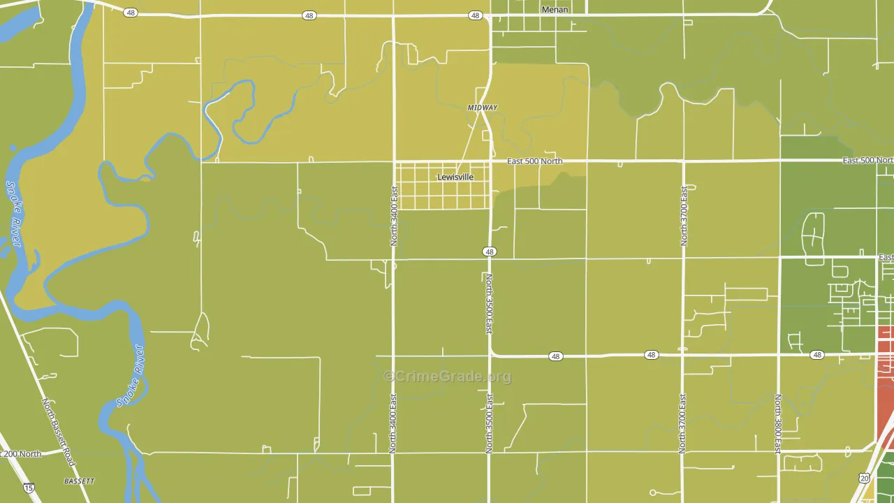 Lewisville, ID Map of Drug-Related Crime Rates