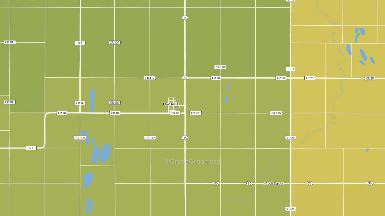 Lewisville, MN Map of Drug-Related Crime Rates
