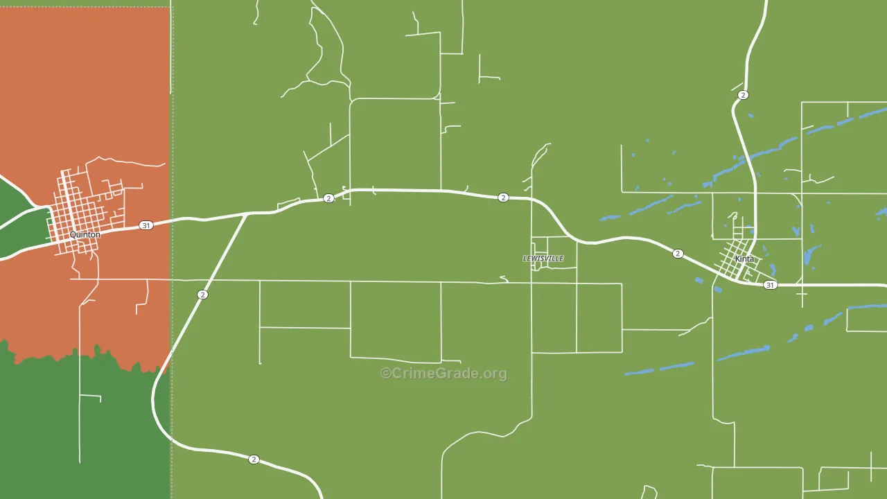 Lewisville, OK Map of Drug-Related Crime Rates
