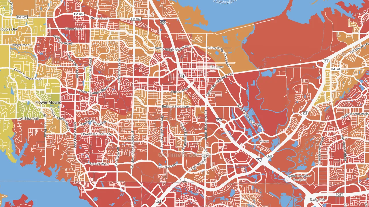 Lewisville, TX Map of Drug-Related Crime Rates