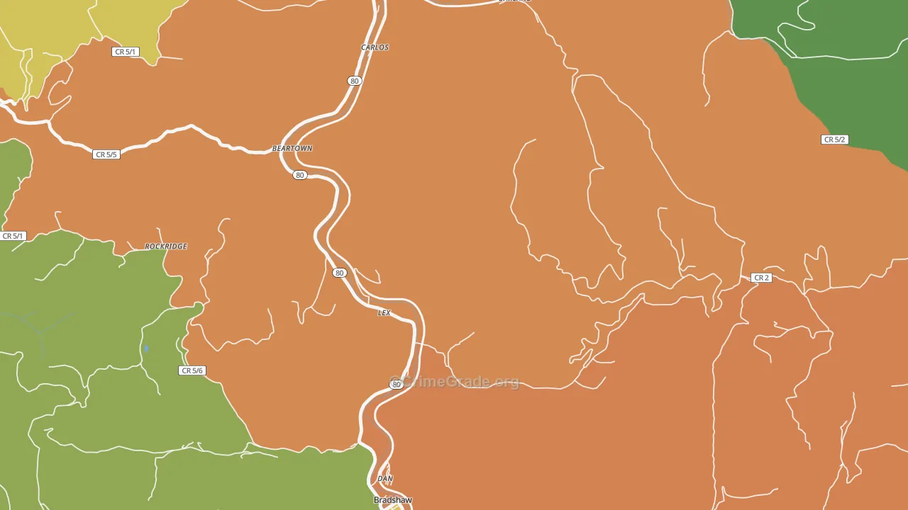 Lex, WV Map of Drug-Related Crime Rates