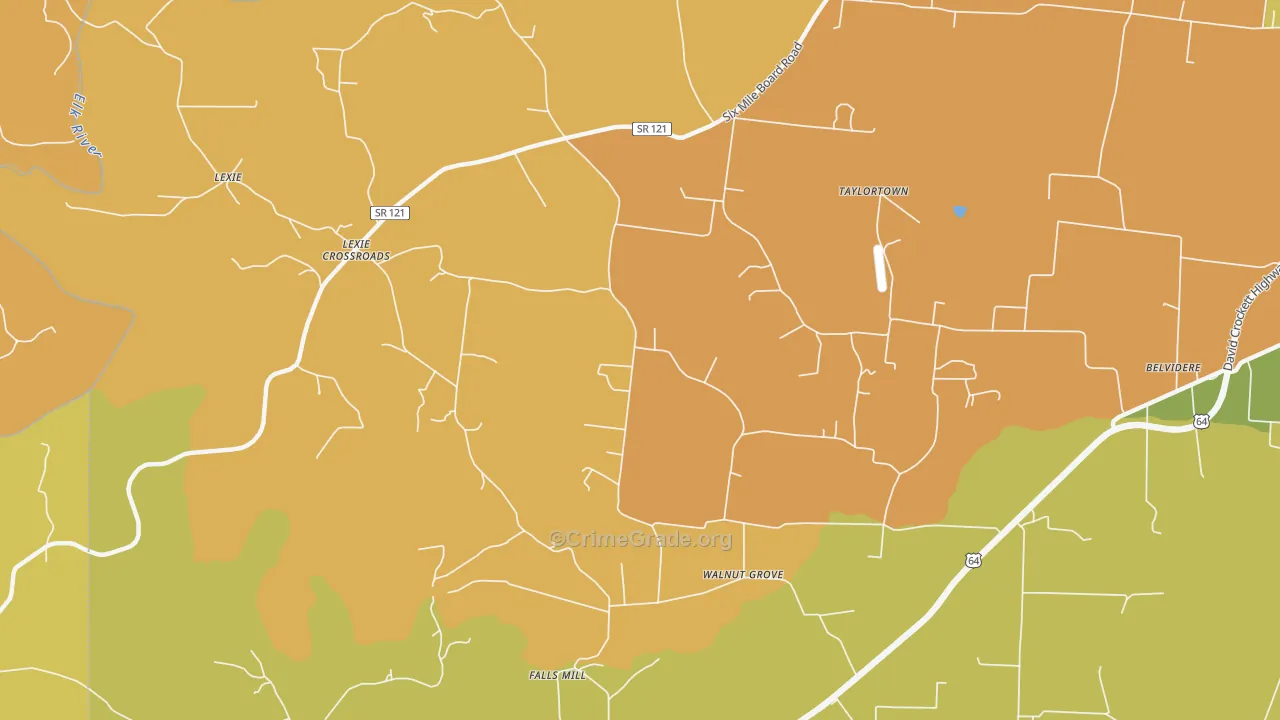 Lexie Crossroads, TN Map of Drug-Related Crime Rates