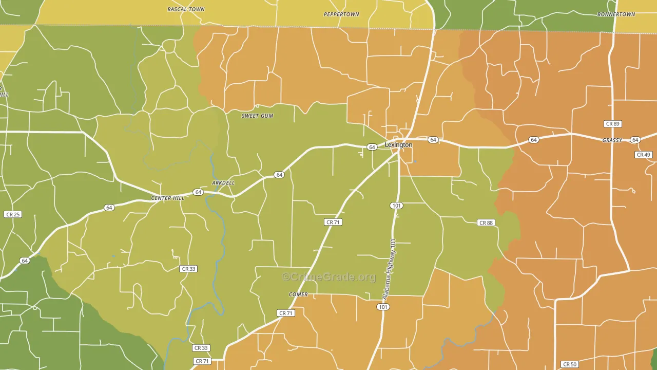 Lexington, AL Map of Drug-Related Crime Rates