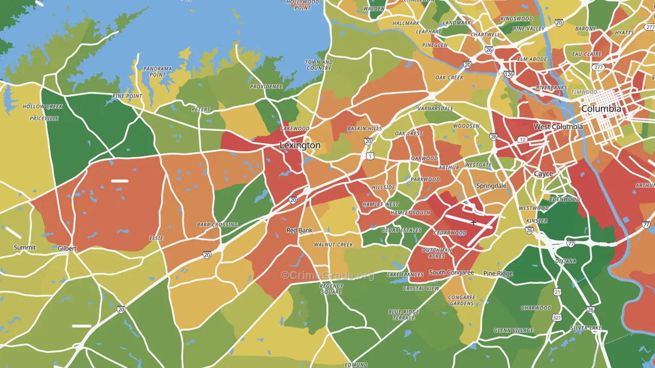 Lexington County, SC Map of Drug-Related Crime Rates