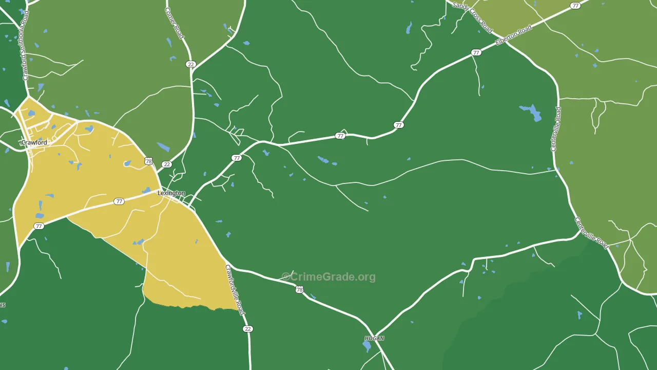 Lexington, GA Map of Drug-Related Crime Rates