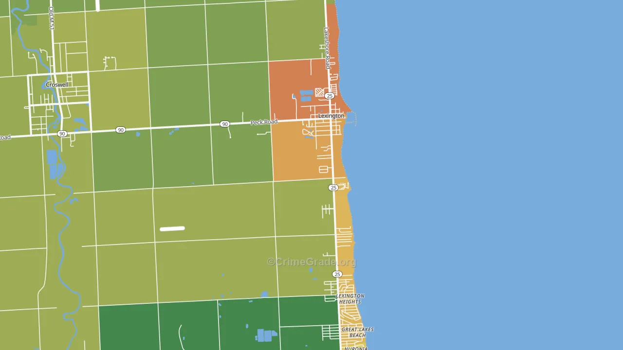 Lexington, MI Map of Drug-Related Crime Rates