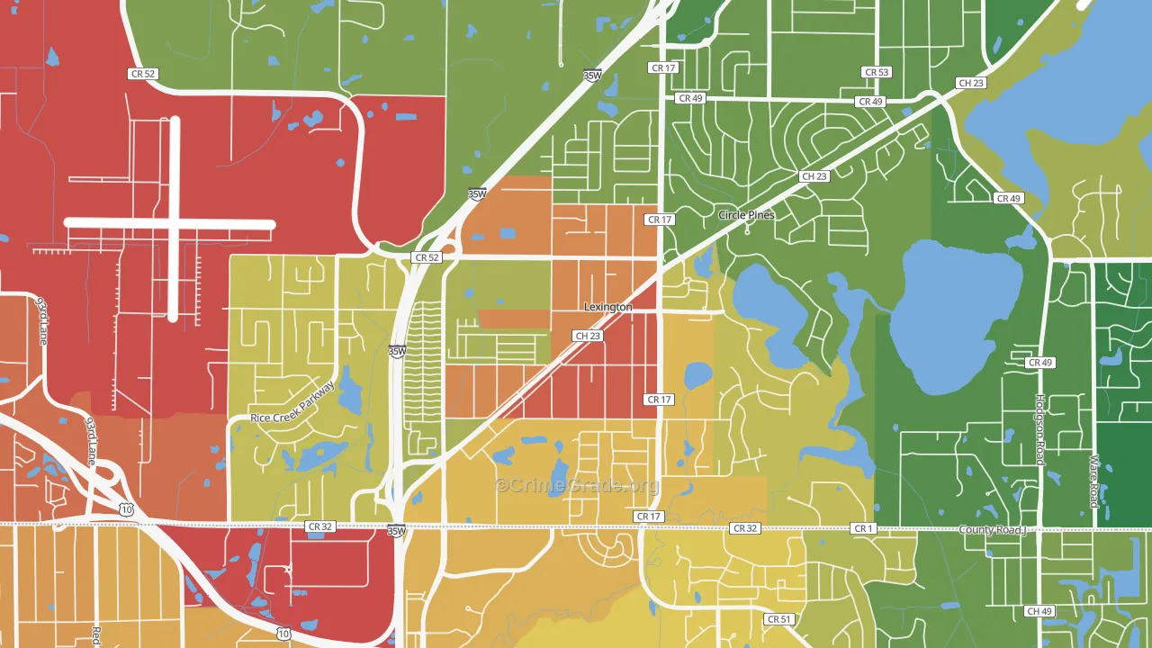 Lexington, MN Map of Drug-Related Crime Rates