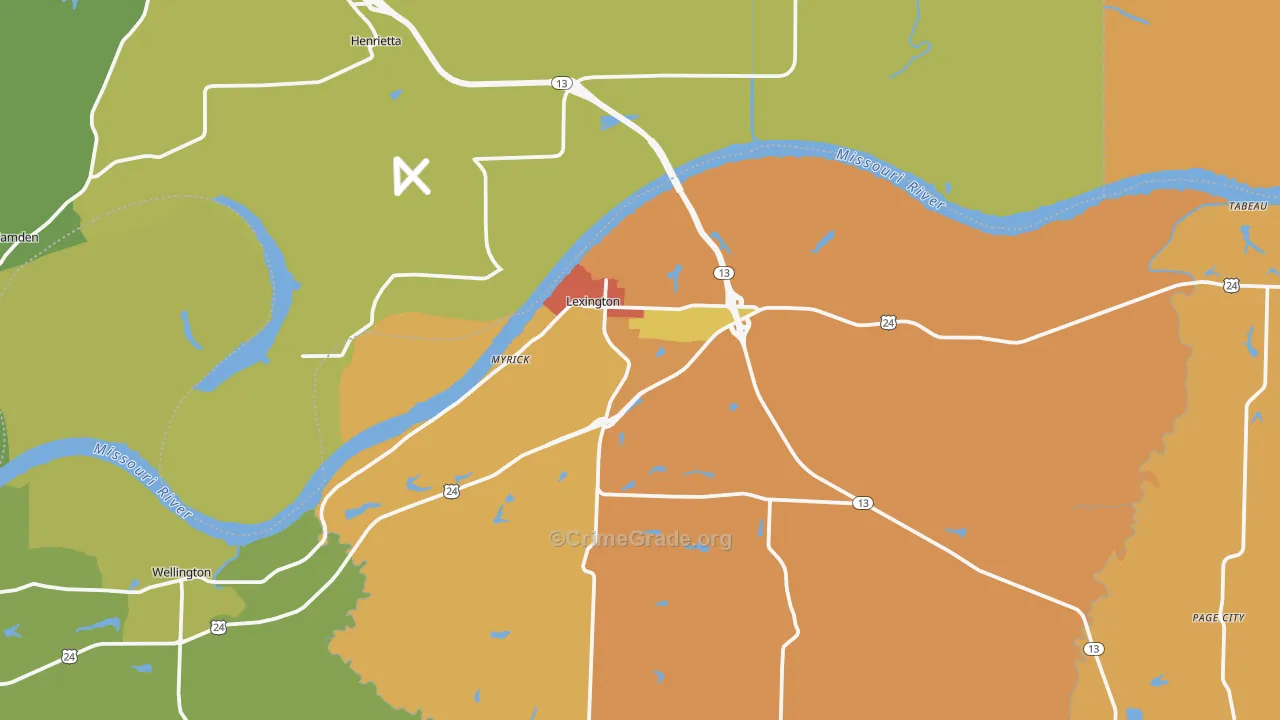 Lexington, MO Map of Drug-Related Crime Rates