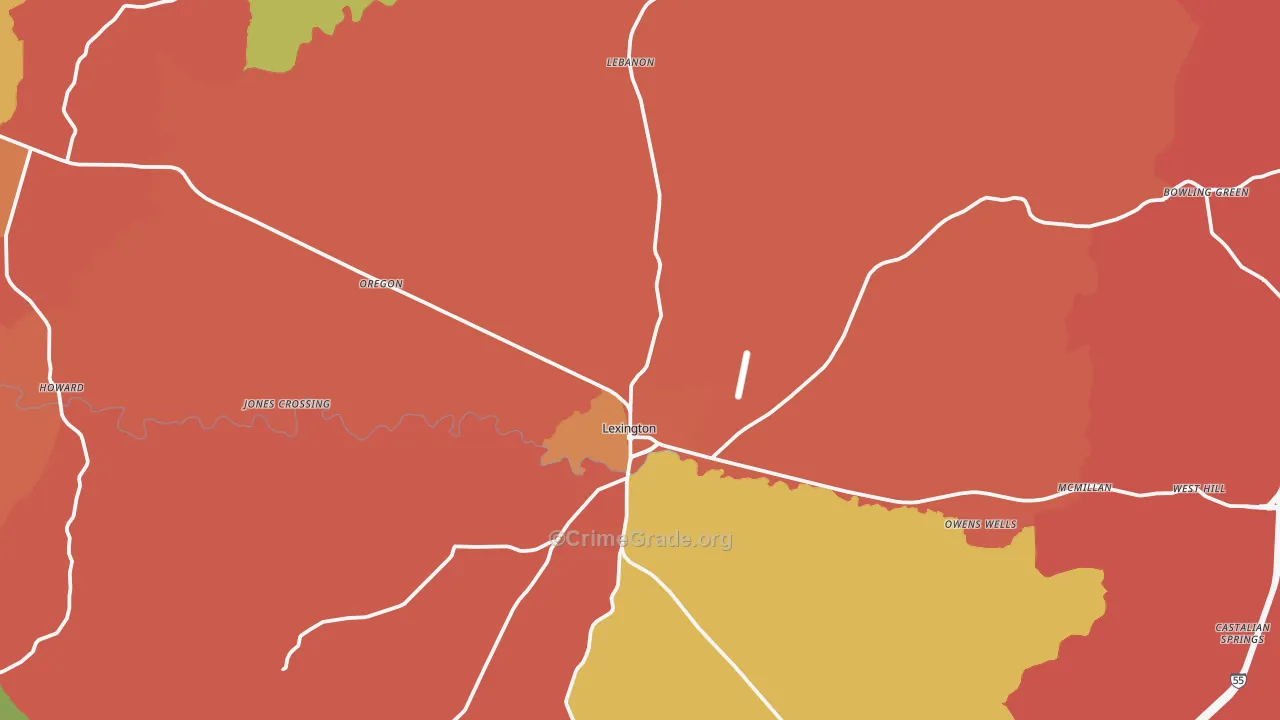 Lexington, MS Map of Drug-Related Crime Rates