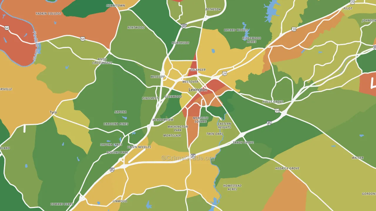Lexington, NC Map of Drug-Related Crime Rates