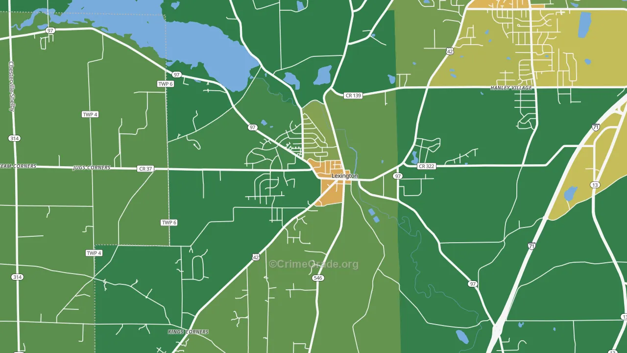 Lexington, OH Map of Drug-Related Crime Rates