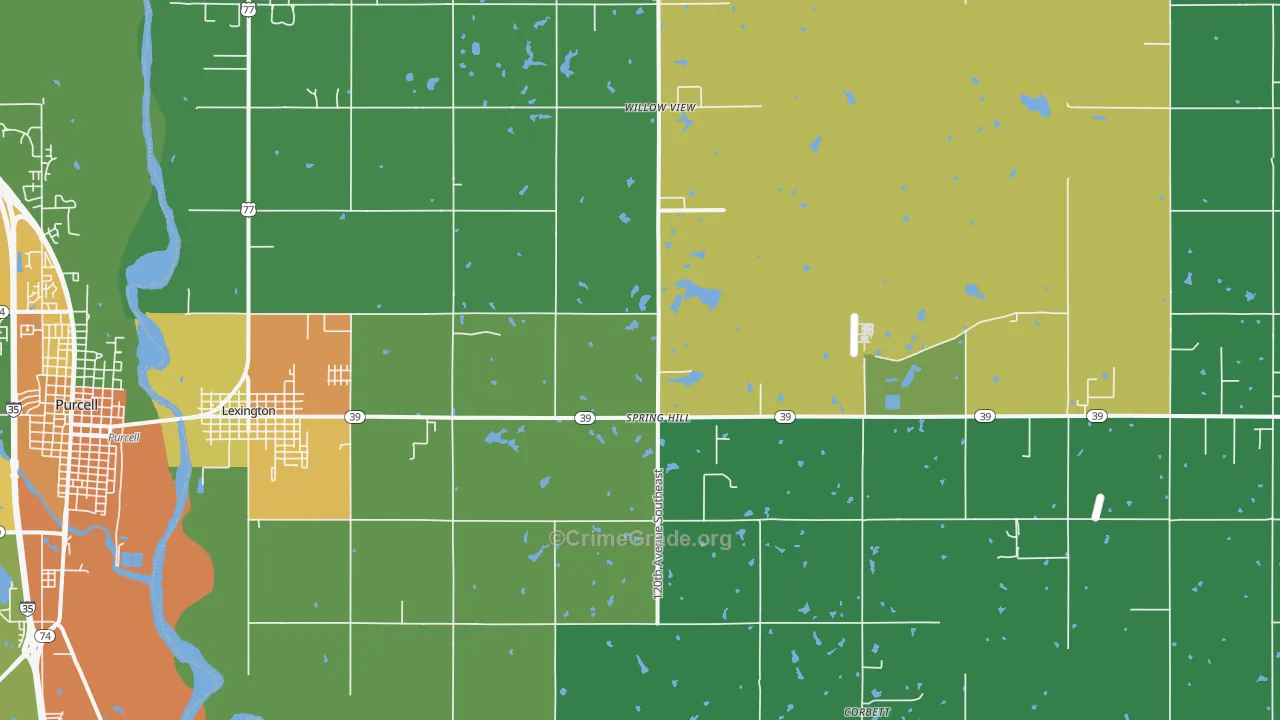 Lexington, OK Map of Drug-Related Crime Rates