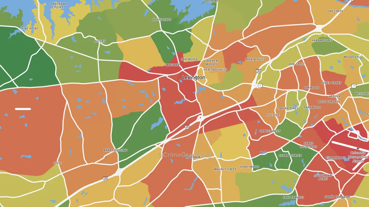 Lexington, SC Map of Drug-Related Crime Rates
