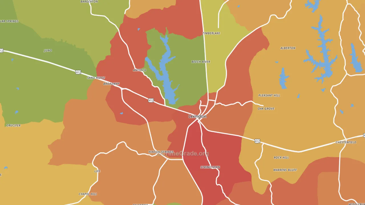 Lexington, TN Map of Drug-Related Crime Rates