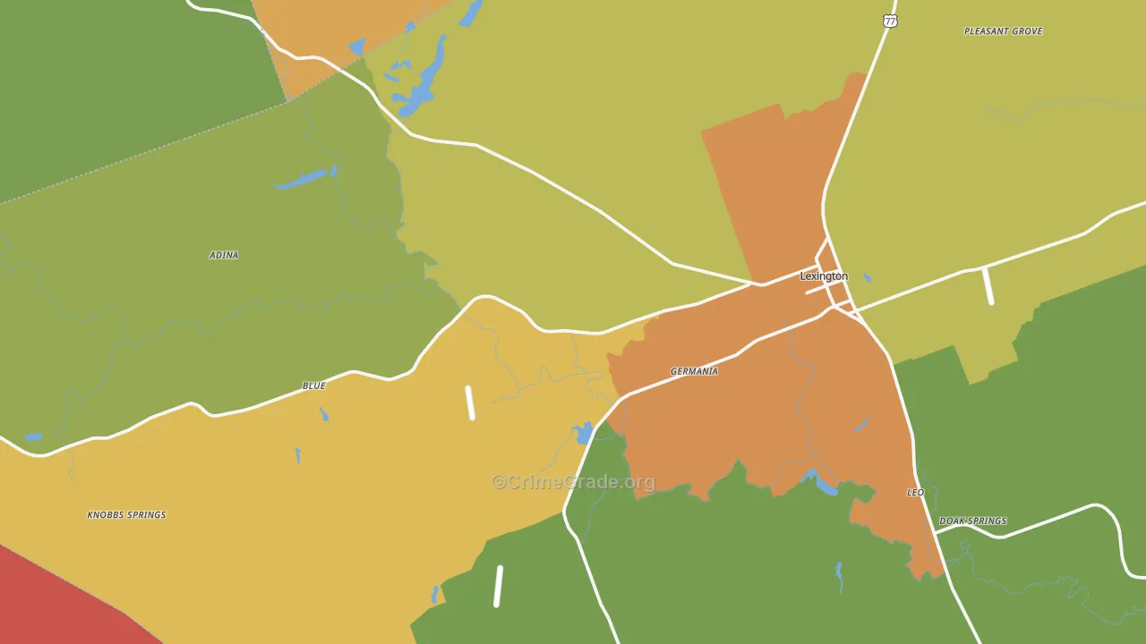 Lexington, TX Map of Drug-Related Crime Rates