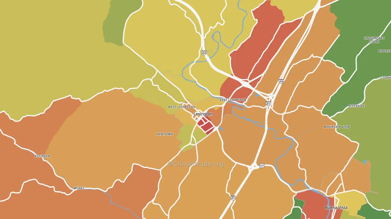 Lexington, VA Map of Drug-Related Crime Rates