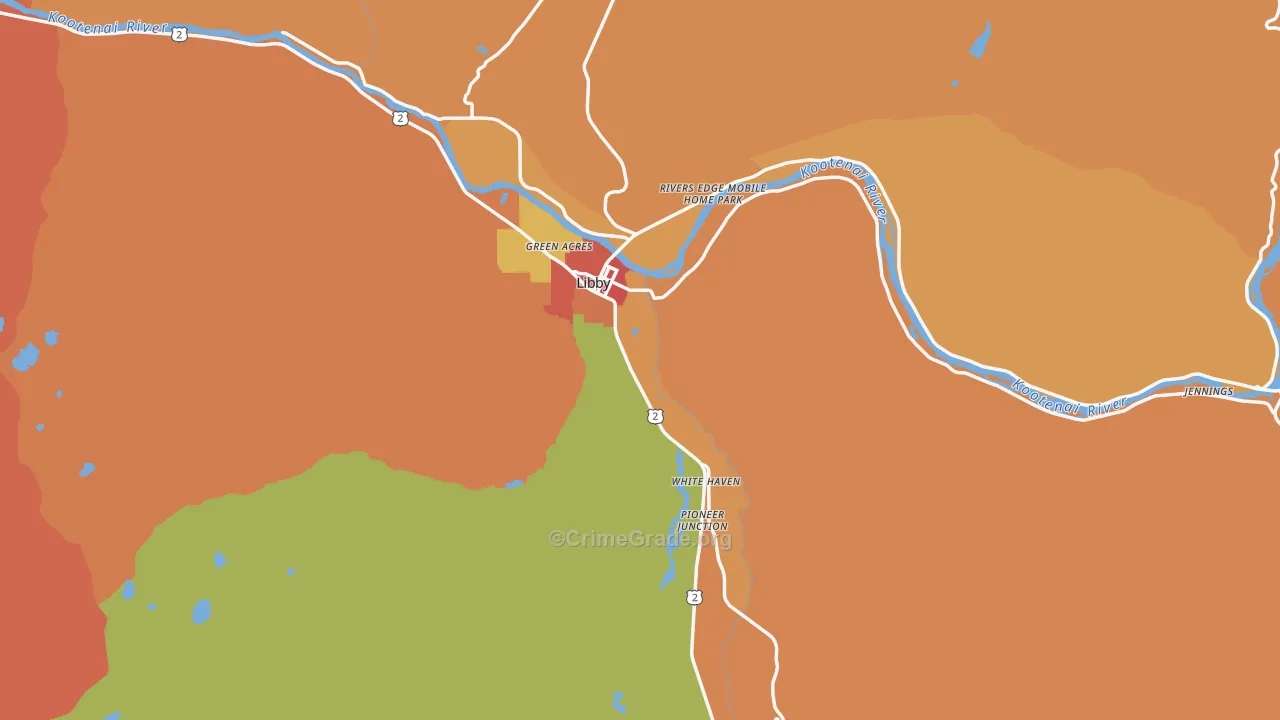 Libby, MT Map of Drug-Related Crime Rates