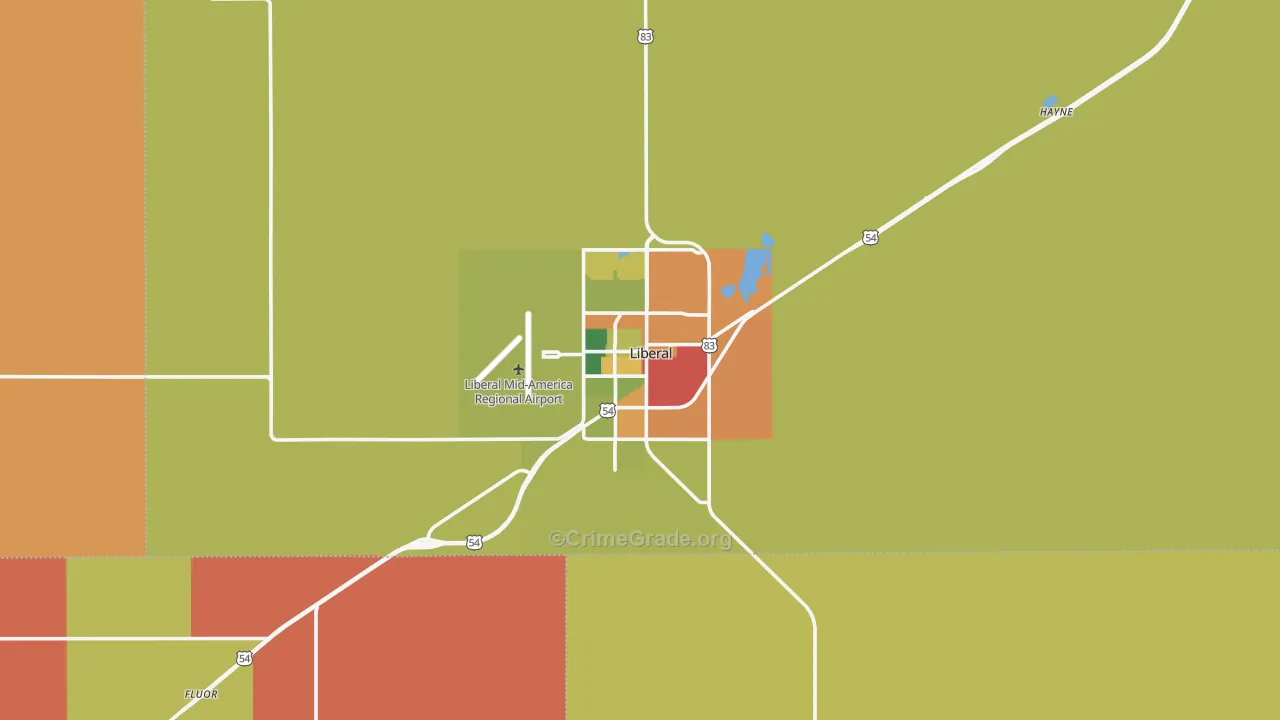 Liberal, KS Map of Drug-Related Crime Rates
