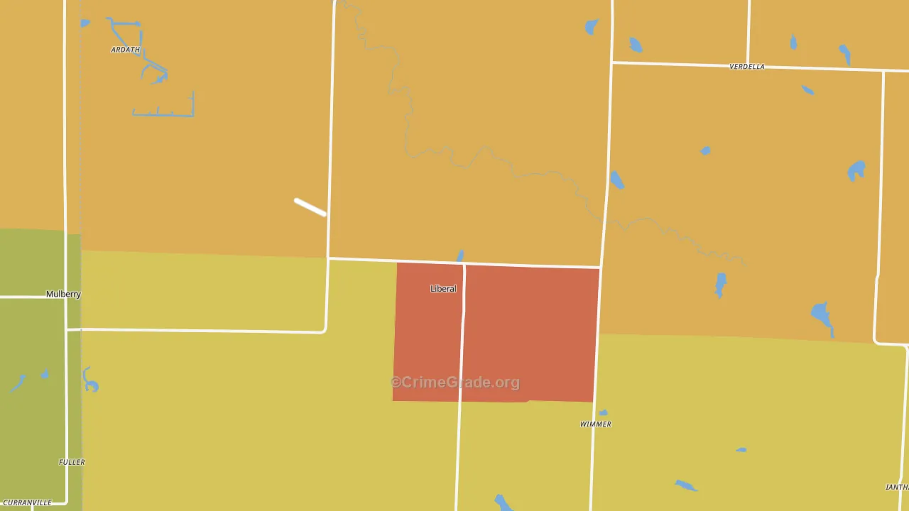 Liberal, MO Map of Drug-Related Crime Rates