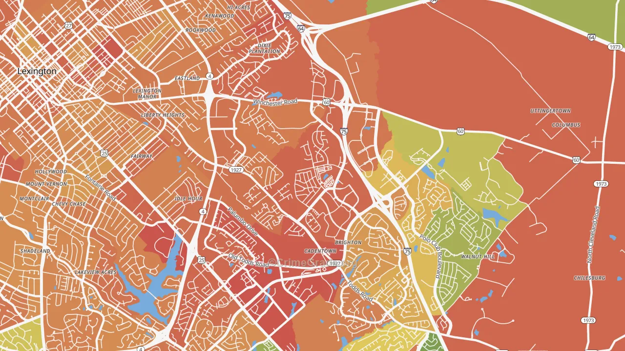 Liberty Area, Lexington, KY Map of Drug-Related Crime Rates
