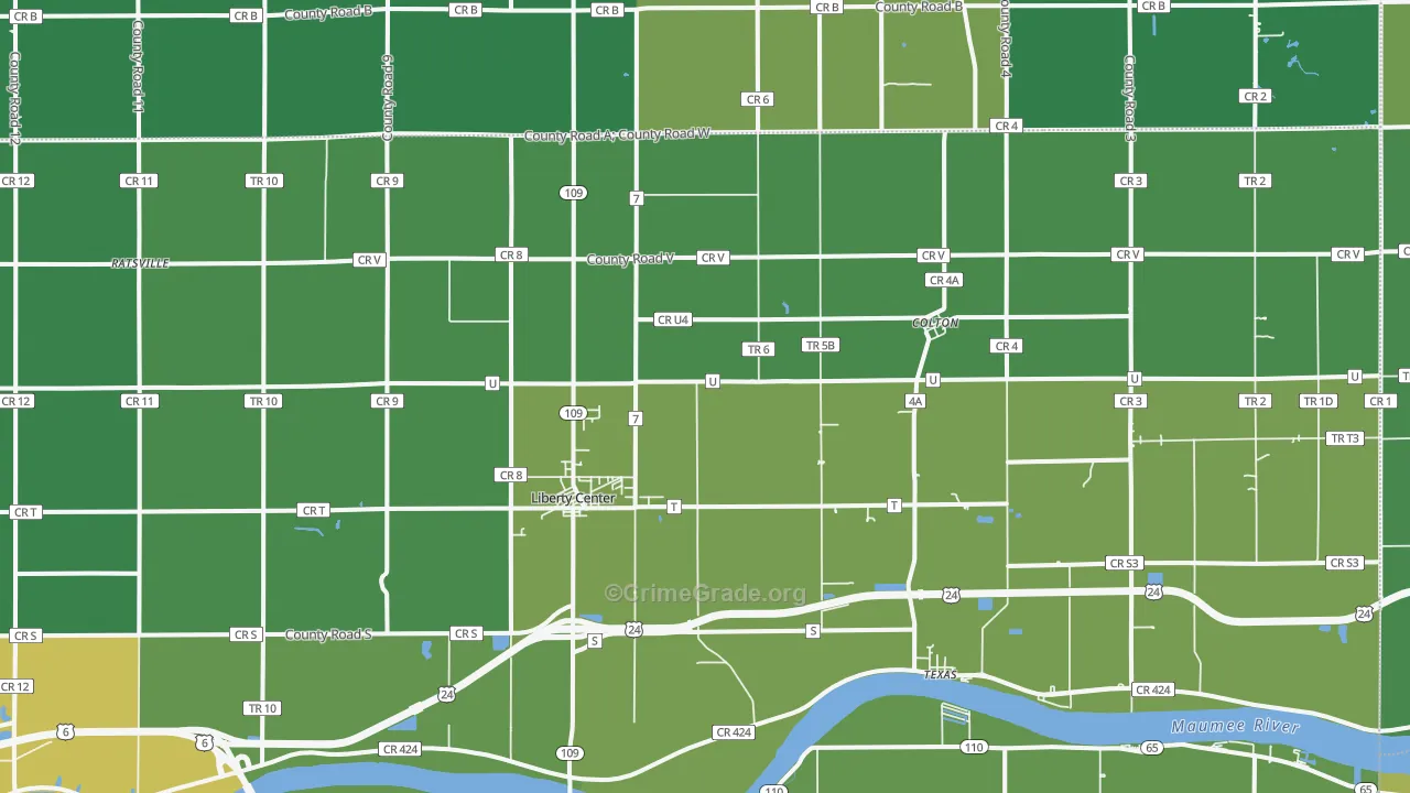 Liberty Center, OH Map of Drug-Related Crime Rates
