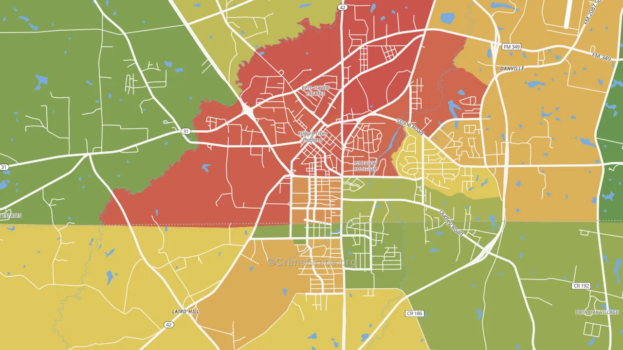 Liberty City, TX Map of Drug-Related Crime Rates