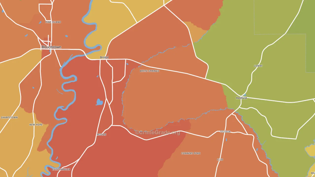 Liberty County, FL Map of Drug-Related Crime Rates