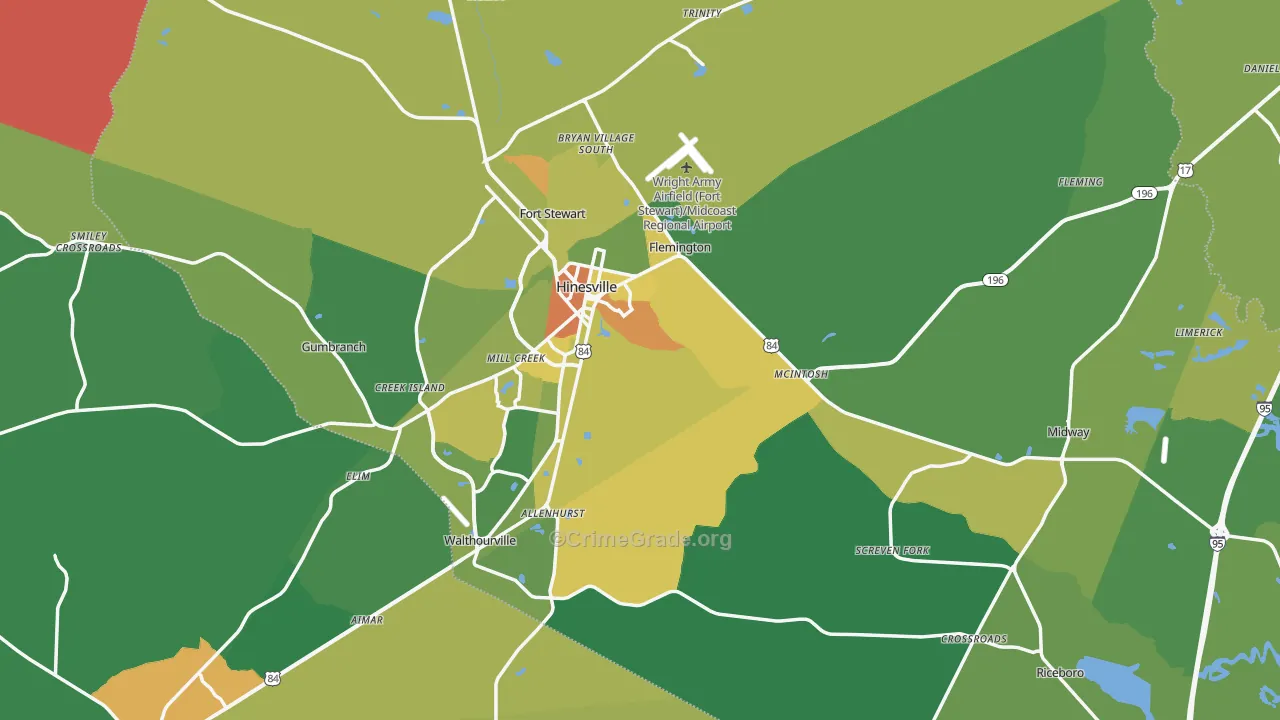 Liberty County, GA Map of Drug-Related Crime Rates