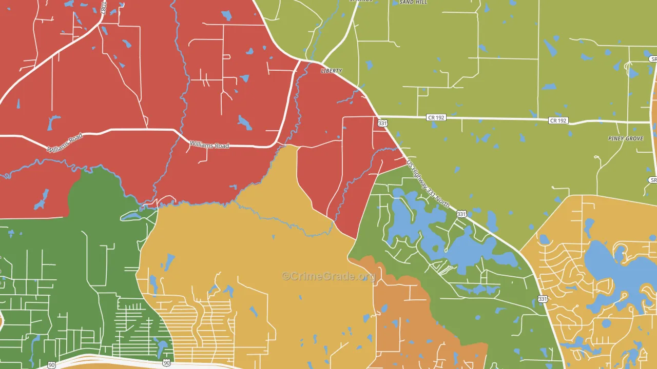 Liberty, FL Map of Drug-Related Crime Rates