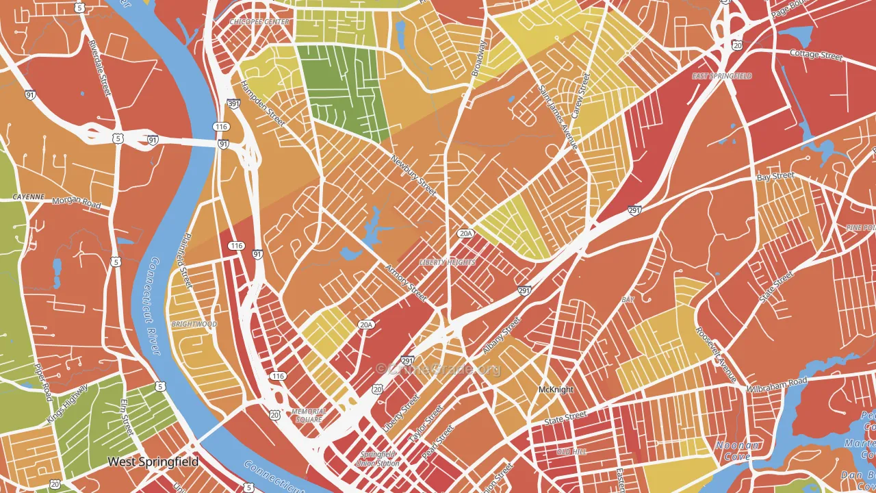 Liberty Heights, Springfield, MA Map of Drug-Related Crime Rates