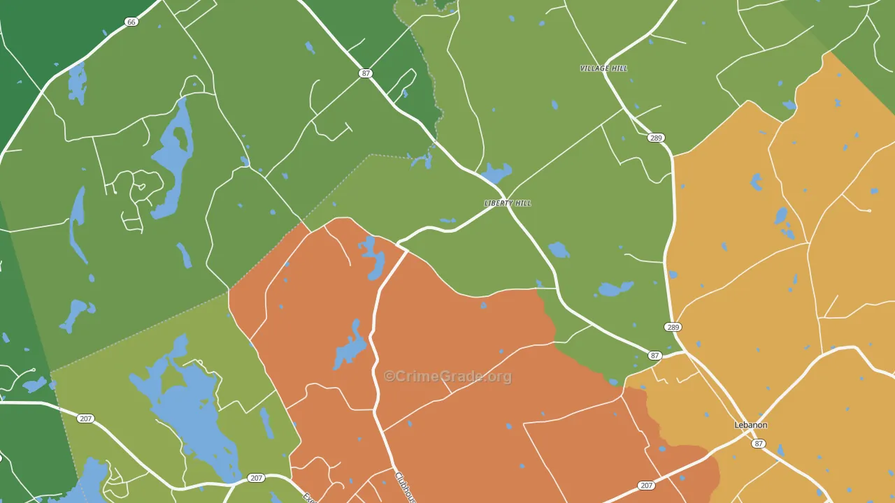 Liberty Hill, CT Map of Drug-Related Crime Rates