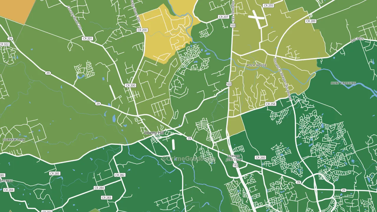 Liberty Hill, TX Map of Drug-Related Crime Rates