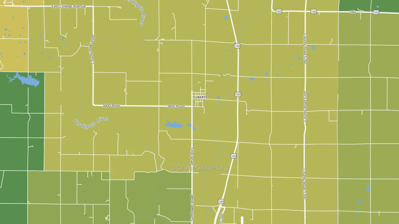 Liberty, KS Map of Drug-Related Crime Rates