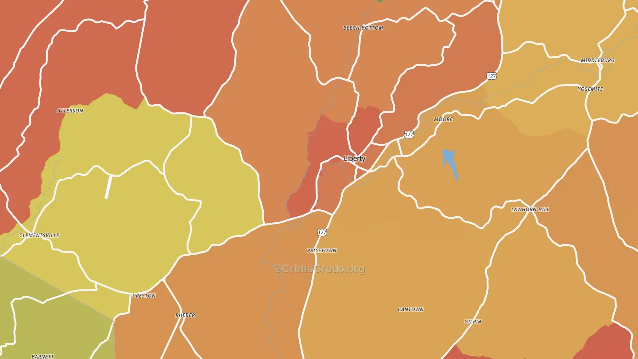 Liberty, KY Map of Drug-Related Crime Rates