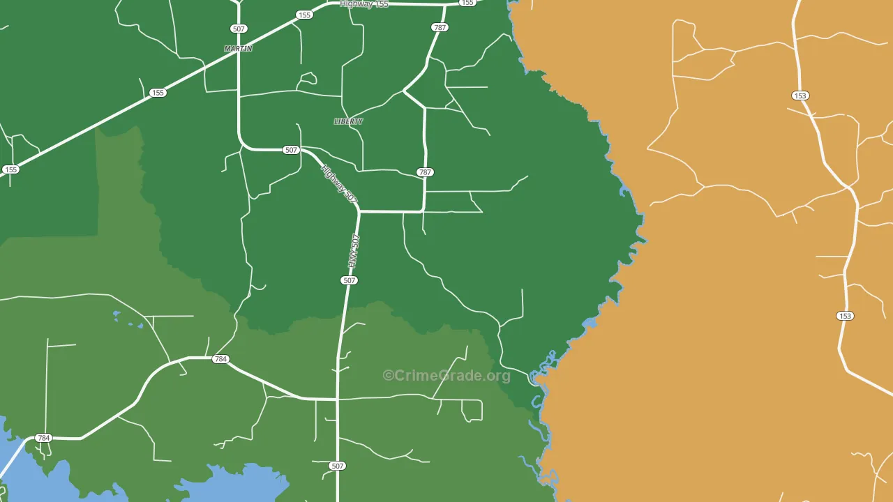 Liberty, LA Map of Drug-Related Crime Rates