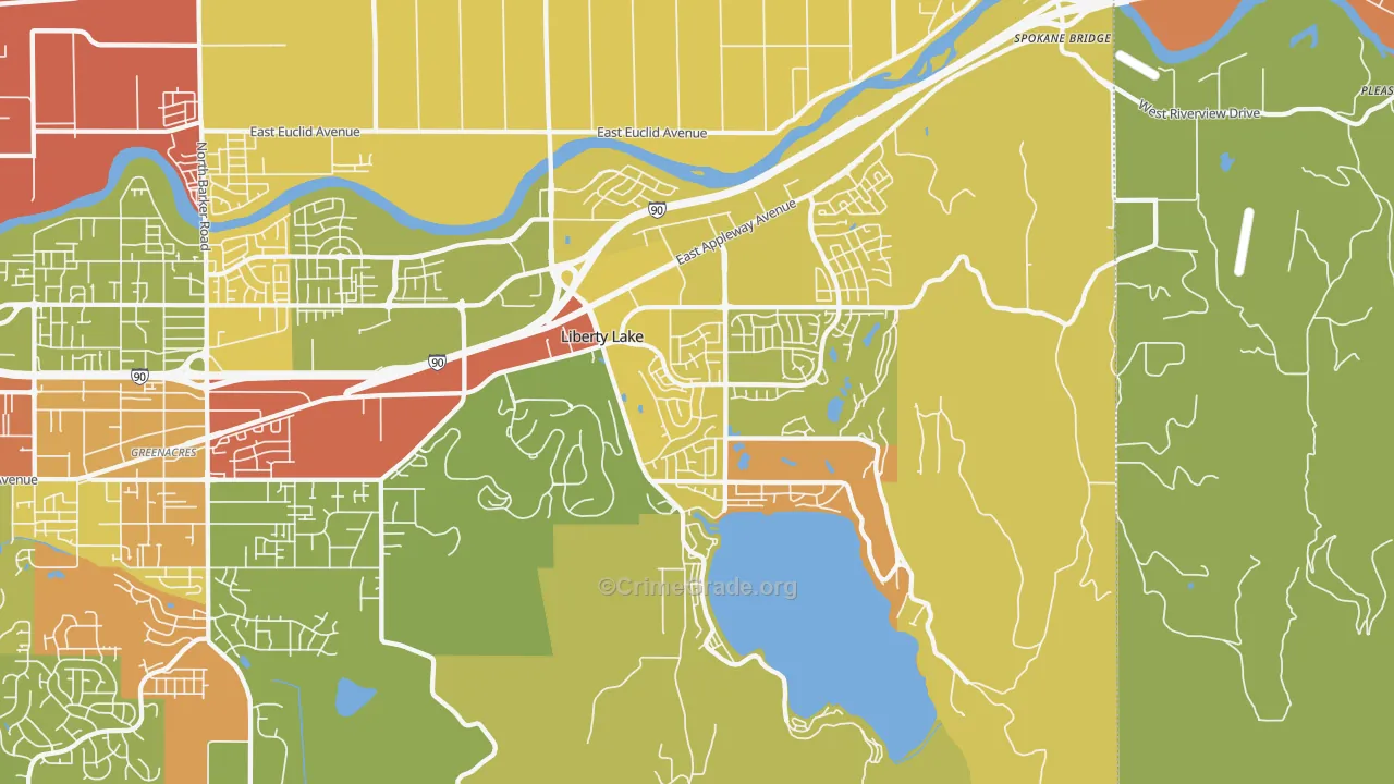 Liberty Lake, WA Map of Drug-Related Crime Rates