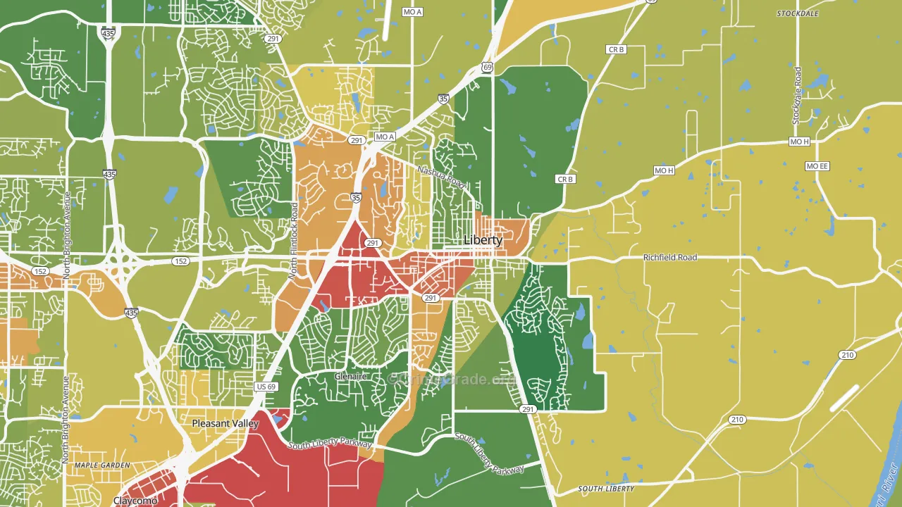 Liberty, MO Map of Drug-Related Crime Rates