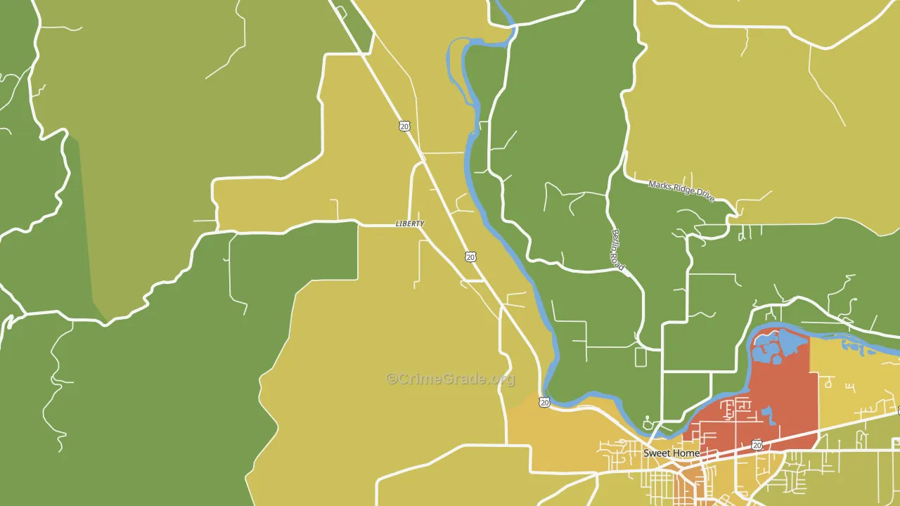Liberty, OR Map of Drug-Related Crime Rates