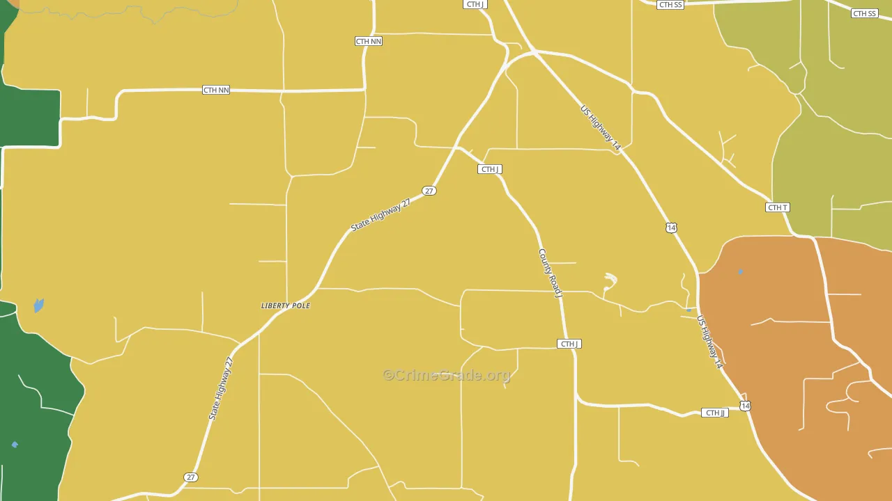 Liberty Pole, WI Map of Drug-Related Crime Rates