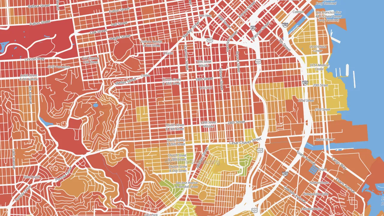 Liberty Street Historic District, San Francisco, CA Map of Drug-Related Crime Rates