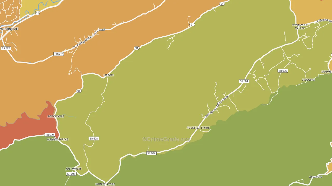 Liberty, VA Map of Drug-Related Crime Rates