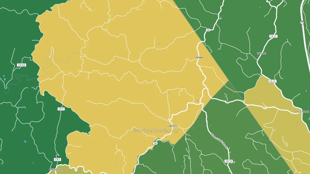 Liberty, WV Map of Drug-Related Crime Rates