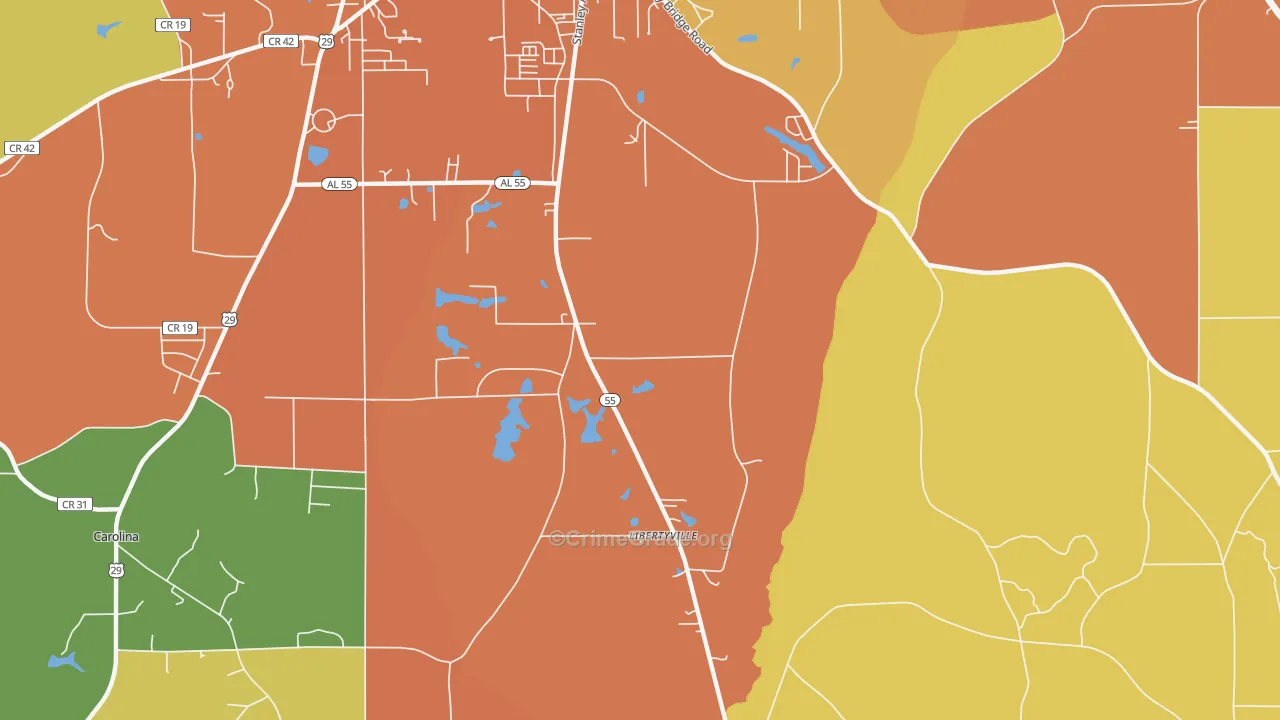 Libertyville, AL Map of Drug-Related Crime Rates