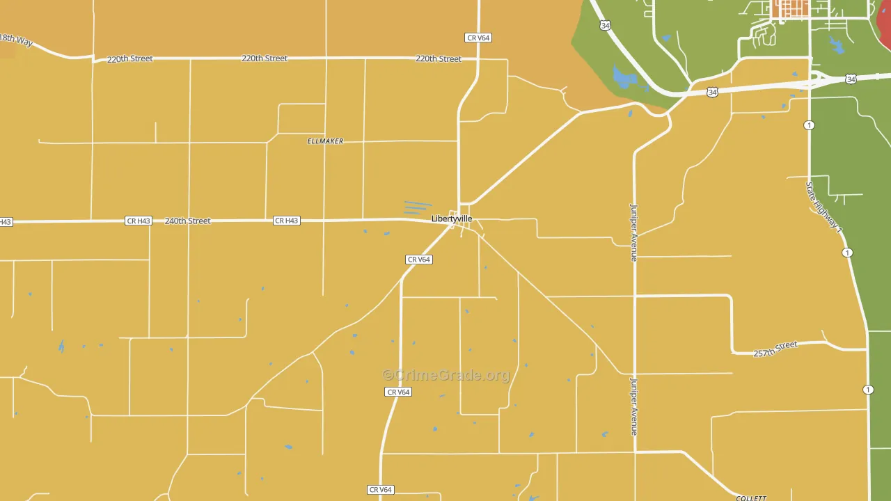 Libertyville, IA Map of Drug-Related Crime Rates