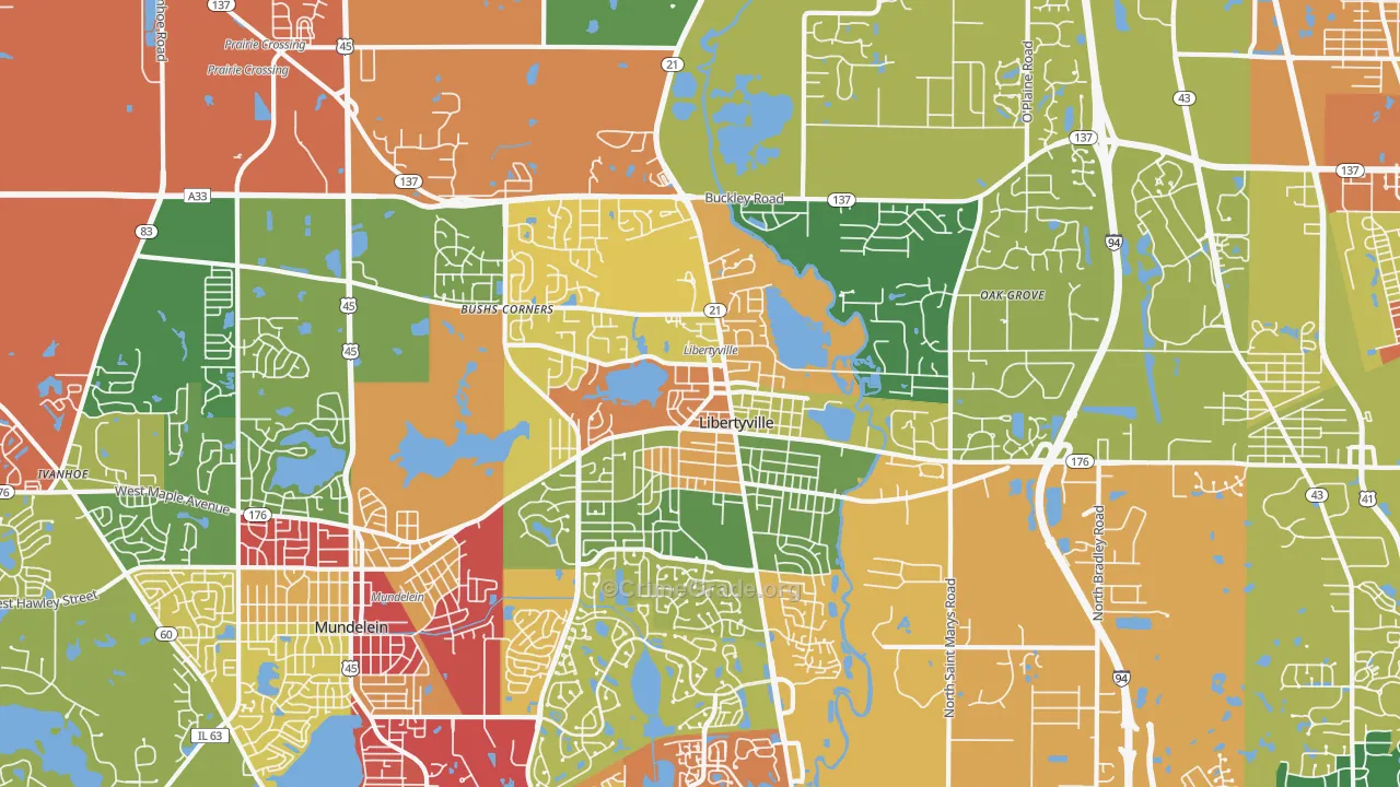 Libertyville, IL Map of Drug-Related Crime Rates