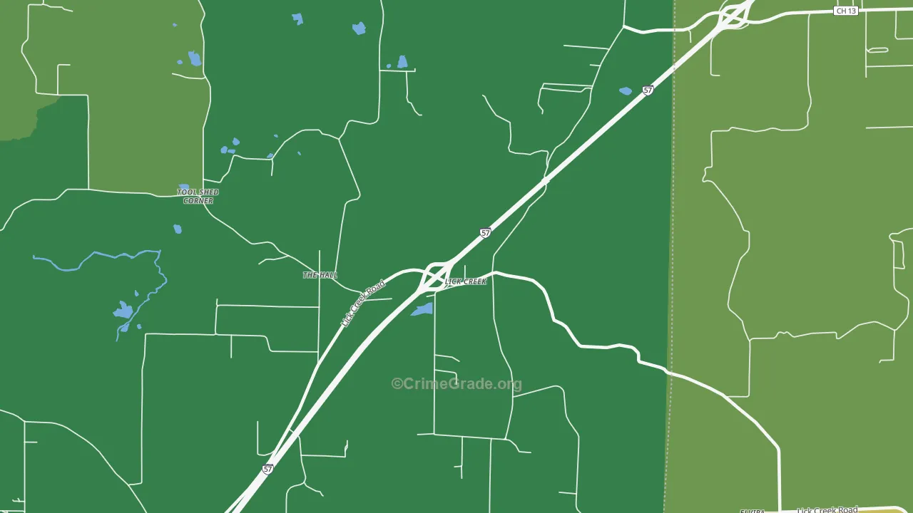 Lick Creek, IL Map of Drug-Related Crime Rates