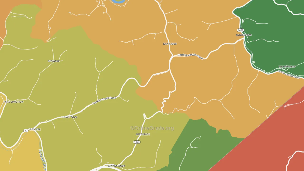 Lick Creek, KY Map of Drug-Related Crime Rates