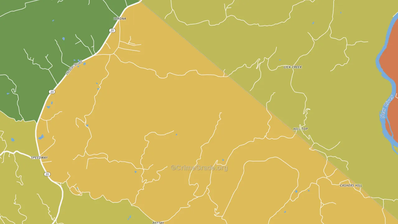 Lick Creek, WV Map of Drug-Related Crime Rates