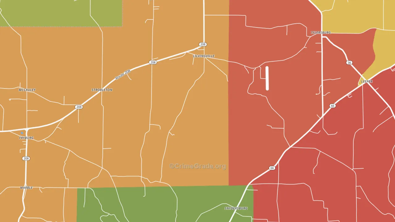Lickingville, PA Map of Drug-Related Crime Rates